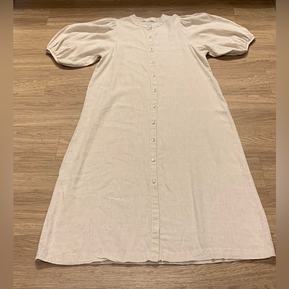 Lanhtropy Bubble Linen Midi Dress in Natural Size S - Picture 5 of 14